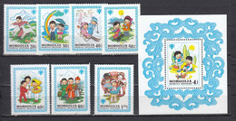 Mongolia 1980 - International Year Of The Child: Fairy Tales, Mi-Nr. 1348/54+Bl. 70, MNH** - Mongolia