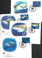 Grenada 2014 WWF Shark Set Of 4 Singles On 4 Separate Special FDC - FDC