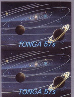 Tonga 1986 Space - Imperf Pair, Very Scarce, Only Handful Of Sheets Were Imperf And Only 2 Pairs Like This On Each Sheet - Oceania