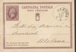 Italy Postal Stationery Ganzsache Entier Vittorio Emanuele II. GENOVA 1876 MILANO (2 Scans) - Ganzsachen