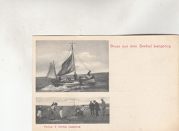 B7290) GRUSS Aus Der Seebad LANGEOOG - Zweibild AK - Segelboot Männer Kinder Am Strand Verlag. F. Gerdes ALT ! - Langeoog