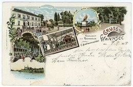 AK/CP Litho Berlin Wannsee    Restaurant Zum Reichsadler     Gel./circ. 1899     Erhaltung/Cond. 2/2-  ,   Nr. 01507 - Wannsee