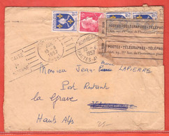 FRANCE LETTRE TAXEE ET ACCIDENTEE PAR LA POSTE DE 1957 DE LYON - Lettres Accidentées