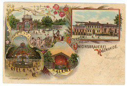 AK/CP Litho Berlin  Gruss Aus Der Unionsbrauerei Hasenheide   Brauerei    Gel./circ. 1898  Erhaltung/Cond. 2-  Nr. 01512 - Neukoelln