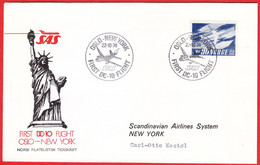 NORWAY - 22.10.1974 «SAS First DC-10 Flight Oslo-New York». Arrival Postmark From "JFK NY" Airport On The Reverse Side. - Avions