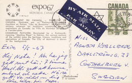 Canada PPC EXPO '67 Pavillon De Gouvernement Du Canada EXPO 67 BY AIR MAIL Label MONTREAL 1967 (2 Scans) - Brieven En Documenten