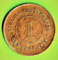 EDOUARD VII / STRAITS SETTLEMENTS / 1 CENT / 1904 - Aussenhandelswährungen, Testprägungen, Gegenstempel U.a.