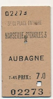 SNCF - Ticket 2eme Classe Place Entière - Marseille-St-Charles => Aubagne - Europe