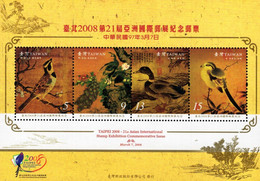 Taiwan - 2008 - Birds Of Taiwan -  TAIPEI 2008 - 21st Asian International Stamp Exhibition - Mint Stamp SHEETLET - Unused Stamps