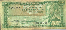 ETHIOPIA $ 1 GREEN EMPEROR MAN FRONT LION MOTIF BACK DATED 1966 F/VG P25 READ DESCRIPTION !!! - Aethiopien