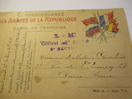 Correspondance Des Armées De La République/Carte En Franchise/Bureau Militaire Paris/1914                        POIL214 - 1914-18