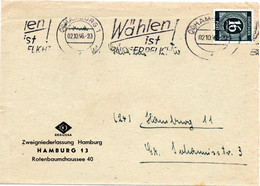 54820 - Alliierte Besetzung - 1946 - 16Pfg Ziffer EF A OrtsBf HAMBURG - WAEHLEN IST BUERGERPFLICHT! - Otros & Sin Clasificación