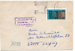 54821 - Berlin - 1976 - 50Pfg Kreuzberg EF A Bf KOELN - ... -> DDR, M Stpl "PA 7034 Leipzig, Fehlgeleitet ..." - Lettres & Documents