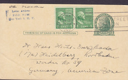 United States Uprated Postal Stationery Ganzsache Jefferson 'Church Street Station' NEW YORK 1950 HEIDELBERG Germany - 1941-60