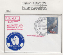 AAT Mawson Station Small Cover Heliflight From The Ice Edge To Mawson And Return Ca Mawson 12 DEC 1996 (MN171A) - Autres & Non Classés