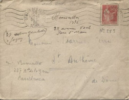 28 12 1936 - Lettre Oblitérée à SAINT MAUR DES FOSSES (Seine) - L1 - Storia Postale