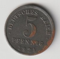 DEUTSCHES REICH 1921 G: 5 Pfennig, KM 19 - 5 Rentenpfennig & 5 Reichspfennig