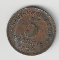 DEUTSCHES REICH 1922 G: 5 Pfennig, KM 19 - 5 Rentenpfennig & 5 Reichspfennig