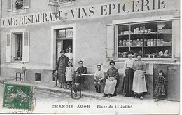 77 - Changis Avon Café Restaurant épicerie Houdray .place Du 14 Juillet Carte Rare Bon état Postée En 1911 2 Scans - Avon