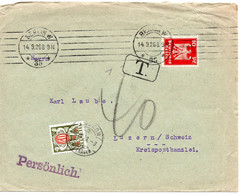 54874 - Deutsches Reich - 1926 - 10Pfg Adler EF A Bf BERLIN -> LUZERN (Schweiz), M 40Rp Nachporto - Postage Due