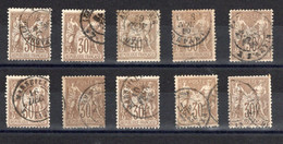 France 10 Ex. N° 69  Oblitérés - 1876-1878 Sage (Type I)