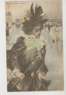 Illustrateur HENRI BOUTET  - MODE - PARIS - Jolie Carte Fantaisie Femme élégante Avec Chapeau - Boutet