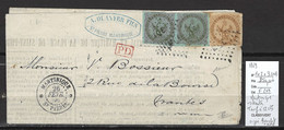 Martinique - Saint Pierre Pour Nantes -1869 -  Tarif à 12 Cts Des Imprimés - Yvert 1 En Paire + 3 - Type Aigle - Águila Imperial