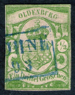 LOHNE 9/3 Auf 1/3 Silbgr. Gelbgrün - Oldenburg Nr. 10 B Mit Abart/DZ - Pracht - Oldenbourg