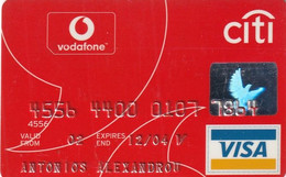 GREECE - Vodafone, CitiBank Visa(reverse Schlumberger GB), 08/02, Used - Credit Cards (Exp. Date Min. 10 Years)