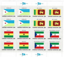 ONU NEW YORK. Feuille Des N°341-4 De 1981. Drapeaux Djibouti/Sri Lanka/Bolivie/Guinée équatoriale. - Timbres