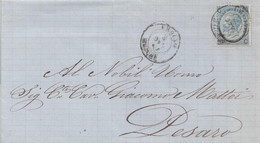 70 - REGNO - Lettera Del 1866 Da Zolfatara Spedita A Urbino Per  Pesaro Con Cent 20 Su 15 Ferro Di Cavallo 1 Tipo  . - Marcophilie