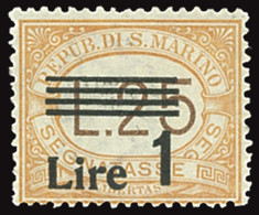 SAN MARINO 1939 SEGNATASSE 1 LIRA (Sass. 52) F.TO AD NUOVO INTEGRO ** OFFERTA! - Timbres-taxe