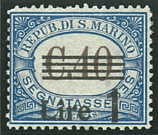 SAN MARINO 1940 SEGNATASSE 1 LIRA (Sass. 62) NUOVO INTEGRO ** OFFERTA! - Postage Due