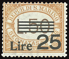 SAN MARINO 1943 SEGNATASSE 25 LIRE (Sass. 64) NUOVO INTEGRO ** OFFERTA! - Timbres-taxe