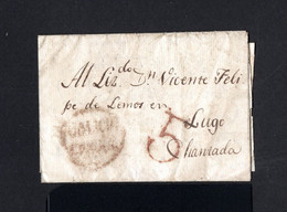 S1167-SPAIN-ESPAÑA-PRE-PHILATELIC LETTER LA CORUÑA To CHANTADA (lugo) 1808.Carta PREFILATELICA.Lettre ESPAGNE - ...-1850 Prefilatelia