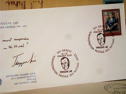 NATIONS UNIES FDC 1987 TRYGVE LIE STAMP TIMBRE  SELLO  1,40   IW1720 - Covers & Documents