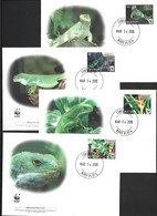 Tonga 2016 WWF Iguana Set Of 4 Singles On 4 Separate Special FDC - FDC