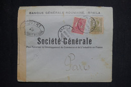 ROUMANIE - Enveloppe Commerciale De Braila Pour Paris En 1918 Avec Contrôle Postal - L 131699 - Briefe U. Dokumente