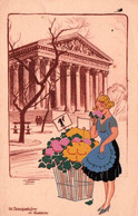 CPA - PARIS - Petits Métiers - La Bouquetière Place De La Madeleine (Illustration Signée)... Edition La Cigogne - Artigianato Di Parigi