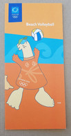 Athens 2004 Olympic Games, Beach Volleyball Leaflet With Mascot In English Language - Bekleidung, Souvenirs Und Sonstige