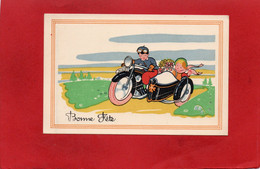 Delcampe - BONNE FETE----Moto Side Car---voir 2 Scans - Motorräder