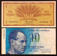 Finlandia Finland 10 Marchi Markkaa 1986 BB + 1 1963 Sup  Lotto.2335 - Finlandia