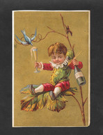 Chromo Liebig RARA S29 AMORINI 5° B-...con Bottiglia Champagne E Bicchiere - 1874 - D. HUTINET, Imp. OTTIMO STATO - Liebig