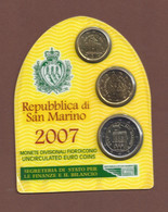 REPUBBLICA DI SAN MARINO 2007 2€ 0.020€ 0.10  - SET MONETE DIVISIONALI FIORDICONIO - Other - Europe