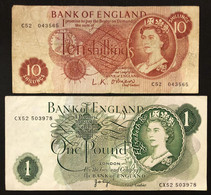 GRAN BRETAGNA Great Britain 10 Shillings + 1 Pound  Queen Elizabeth IIà LOTTO 2782 - 1 Pound