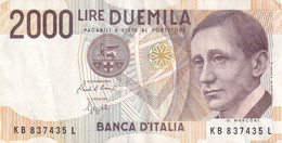 DUEMILA LIRE BANCA D'ITALIA DIRECTO MINISTERIALE 3 OTTOBRE 1990 2000 LIRE BANKNOTE GOOD CONDITION - 2000 Lire