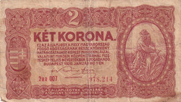 KET KORONA  MAGYARORSZAG FUGGO ADOSSAGANAK RESZE 1920 JAN 1 2 KORONA BANKNOTE - Hongrie