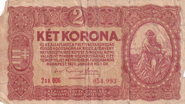 KET KORONA  MAGYARORSZAG FUGGO ADOSSAGANAK RESZE 1920 JAN 1 2 KORONA BANKNOTE - Hongrie