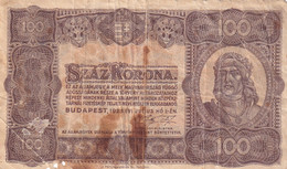 SZAZ KORONA MAGYARORSZAG FUGOO ADOSSAGANAK RESZE 1923 JUL 1 100 KORONA BANKNOTE - Hongrie