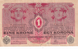 EGY KORONA EINE KRONE OESTERREICHISCH-UNGARISCHE BANK OSZTRAK-MAGYAR BANK 1916 DEC 1 BANKNOTE - Hongrie